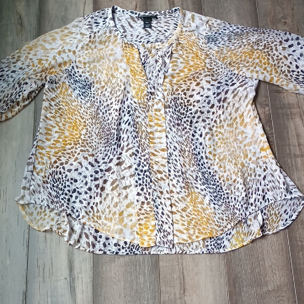 Lane Bryant Yellow and Black Animal Print Blouse
